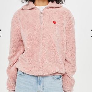 TOPSHOP PINK HEART FLEECE
